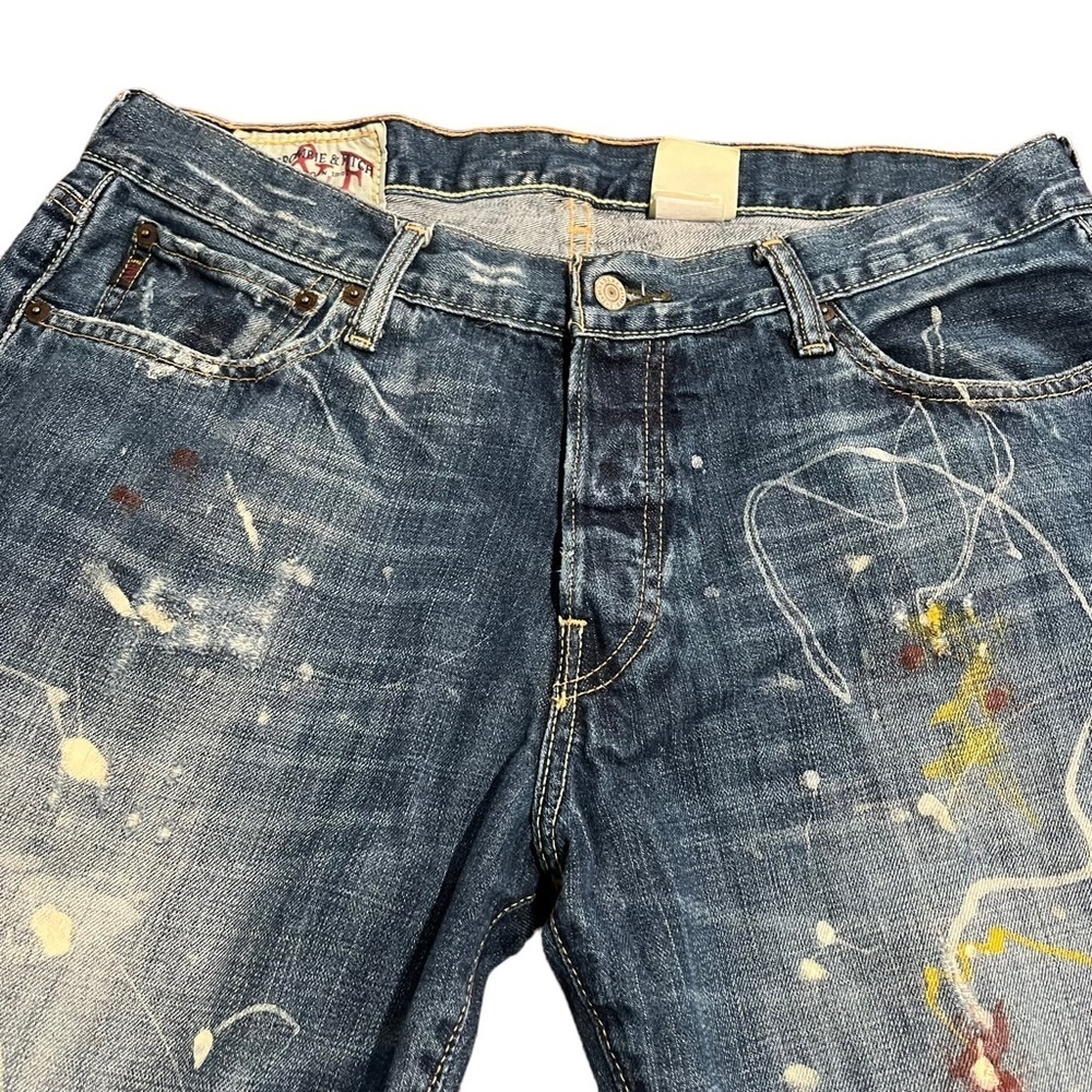 Abercrombie & Fitch Men’s Button Fly Distressed Jeans Paint Splatter Low Rise 34 - Picture 5 of 12